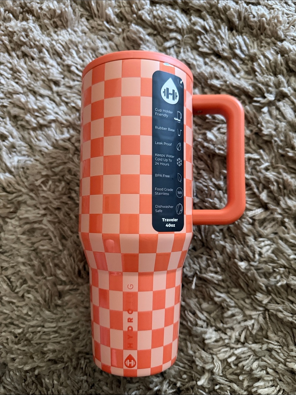 HydroJug Orange Checkers 40 oz Tumbler